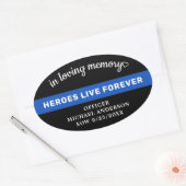 思い出を愛する警察のメモリアル薄い青い線 楕円形シール (封筒)