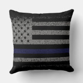 思い出を愛する警察の薄い青い線枕 クッション (裏面)