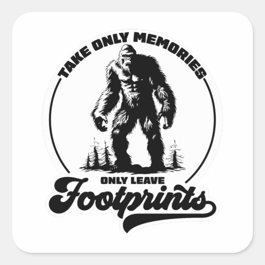 思い出を撮離れる足跡ハイキングステッカー スクエアシール (正面)