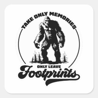 思い出を撮離れる足跡ハイキングステッカー スクエアシール