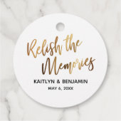 思い出を楽しむ，金ゴールド手書きタイポグラフィ フェイバータグ (裏面)