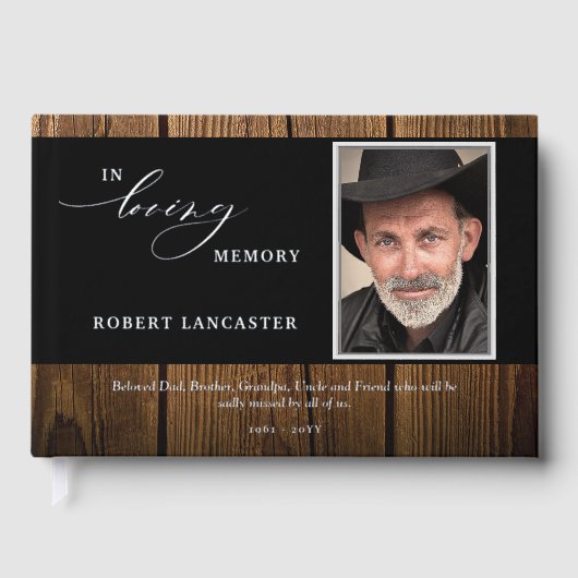 思い出エレガントに浮かぶ木の写真素朴の葬儀 ゲストブック (正面)