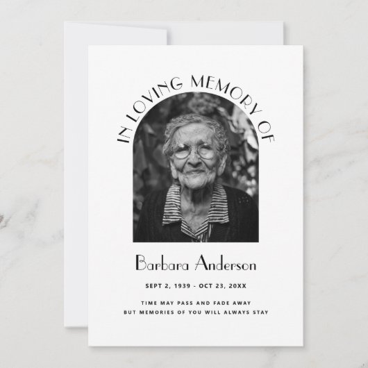 思い出エレガントに浮かぶ葬儀記念写真 招待状 (正面)