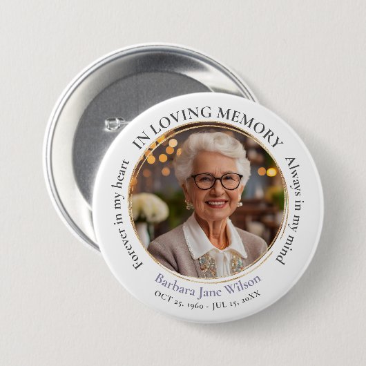 思い出エレガントに追悼記念の記念に 缶バッジ (正面&裏面)