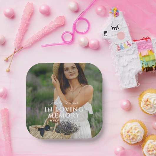 思い出エレガントの愛でる追悼写真の葬儀 ペーパープレート (パーティー)