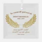 思い出エレガントの翼の記念碑で ガラスオーナメント (裏面)