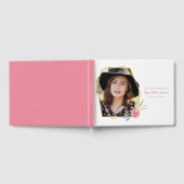 思い出エレガントの葬儀でピンクのフローラ ゲストブック (全面)