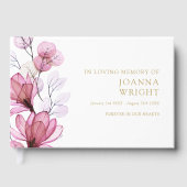 思い出エレガントの葬儀でピンクのフローラ ゲストブック (正面)