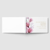 思い出エレガントの葬儀でピンクのフローラ ゲストブック (全面)