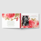 思い出エレガントの葬儀で赤いバラのフローラ ゲストブック (全面)