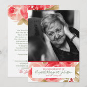 思い出エレガントの葬儀で赤いバラのフローラ サンキューカード (正面/裏面)