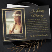 思い出エレガントの黒い金ゴールド サンキューカード