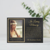 思い出エレガントを愛して葬儀ブラックフォト サンキューカード (スタンド正面)