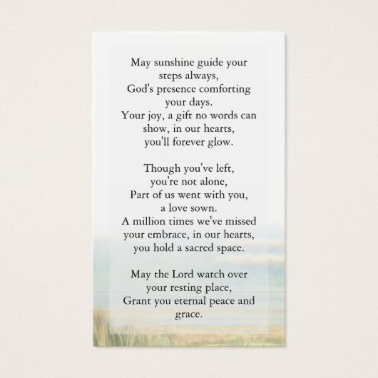 思い出エレガントを愛して葬儀記念祈りの言葉 (裏面)