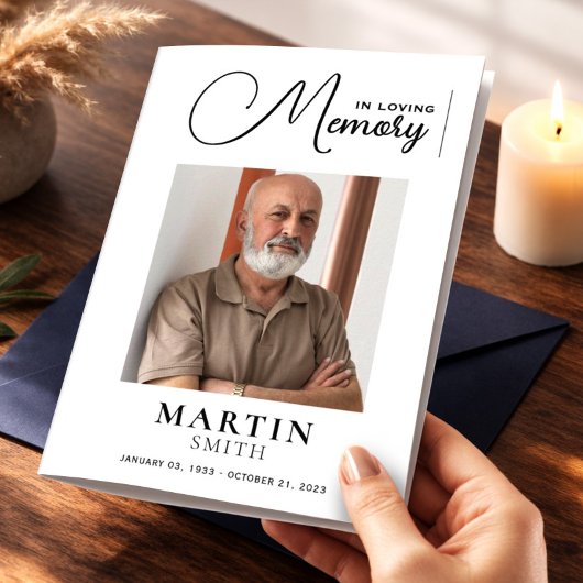 思い出エレガントを愛する写真葬儀プログラム チラシ