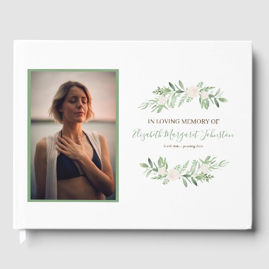 思い出エレガントを愛する葬儀のアイボリーフローラ ゲストブック (正面)