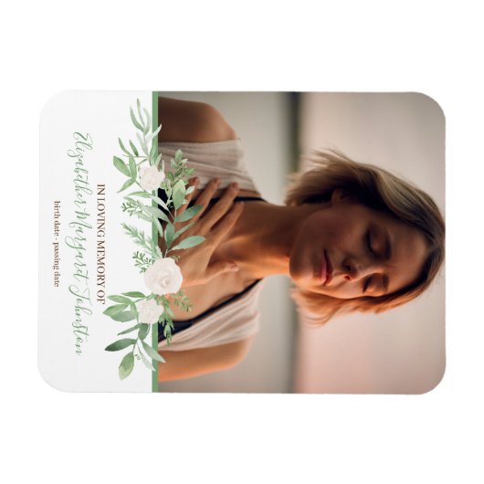 思い出エレガントを愛する葬儀のアイボリーフローラ マグネット (横)