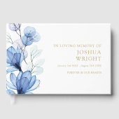 思い出エレガントを愛する葬儀の青いフローラ ゲストブック (正面)