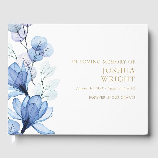 思い出エレガントを愛する葬儀の青いフローラ ゲストブック (正面)