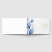 思い出エレガントを愛する葬儀の青いフローラ ゲストブック (全面)