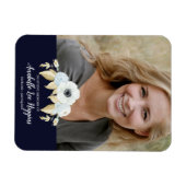 思い出エレガントを愛する葬儀の青いフローラ マグネット (横)