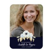 思い出エレガントを愛する葬儀の青いフローラ マグネット (縦)