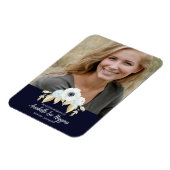 思い出エレガントを愛する葬儀の青いフローラ マグネット (左側)