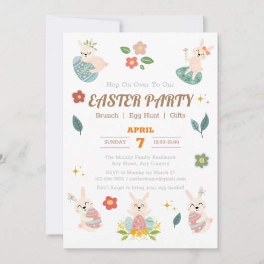 思い出カスタムに残る休日のためのイースター招待状 招待状 (正面)