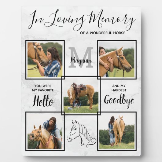 思い出カスタムを愛する中のペット馬の記念写真 フォトプラーク (正面)