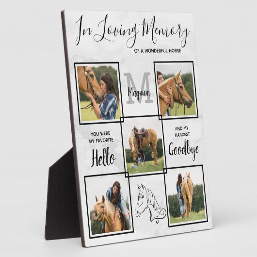 思い出カスタムを愛する中のペット馬の記念写真 フォトプラーク (側面)