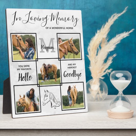 思い出カスタムを愛する中のペット馬の記念写真 フォトプラーク (側面)