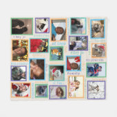 思い出カラフル20枚のフォトコラージュを作成 フリースブランケット (正面(横))