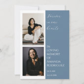 思い出シンプルを愛して青の葬儀の写真 招待状 (正面)