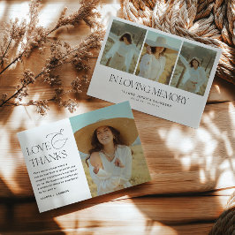 思い出スタイリッシュを愛する葬儀の写真コラージュ サンキューカード