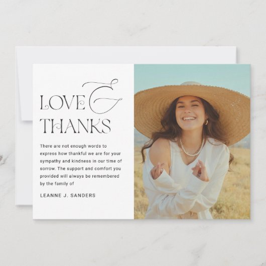 思い出スタイリッシュを愛する葬儀の写真コラージュ サンキューカード (正面)