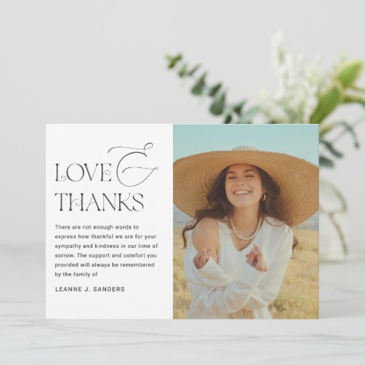 思い出スタイリッシュを愛する葬儀の写真コラージュ サンキューカード (スタンド正面)