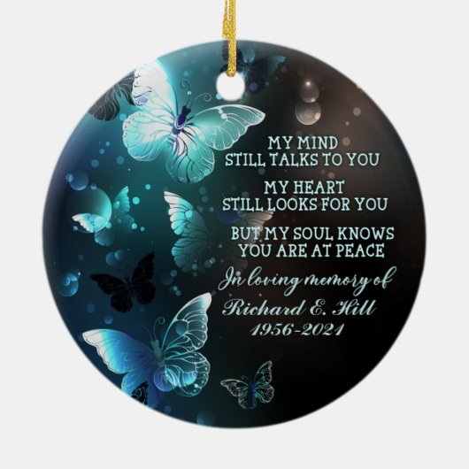 思い出パーソナライズされたにクリスマス装飾 セラミックオーナメント (裏面)