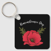 思い出パーソナライズされた日レッドポピーのキーチェーン キーホルダー (正面)