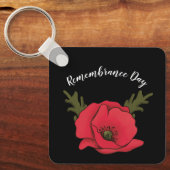 思い出パーソナライズされた日レッドポピーのキーチェーン キーホルダー (正面)