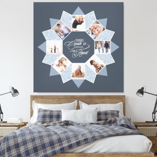思い出フォトコラージュダスティブルーID1016 キャンバスプリント (インサイチュ (寝室))