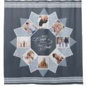 思い出フォトコラージュダスティブルーID1016 シャワーカーテン (正面)