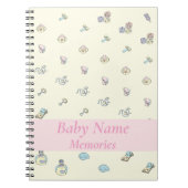 思い出ブックベビーガールピンクテーマ追加の名前 ノートブック (正面)