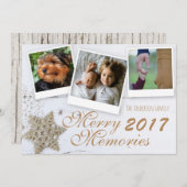 思い出メリーの3家族写真の雪素朴片 シーズンカード (正面/裏面)