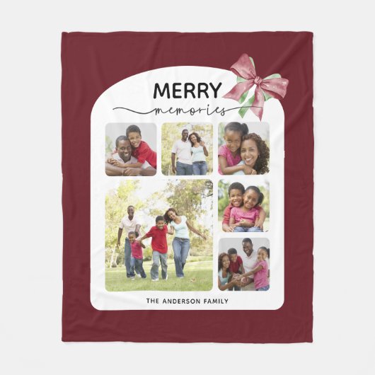 思い出メリー写真コラージュのクリスマス フリースブランケット (正面)
