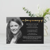 思い出モダンに残る葬式の書道写真 招待状 (スタンド正面)