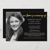 思い出モダンに残る葬式の書道写真 招待状 (正面/裏面)