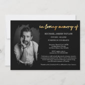 思い出モダンに残る葬式の書道写真 招待状 (正面)