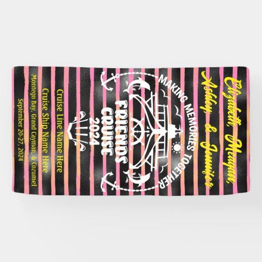 思い出モダンを一緒に友達クルーズへ 横断幕 (横)