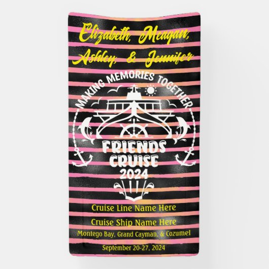 思い出モダンを一緒に友達クルーズへ 横断幕 (縦)