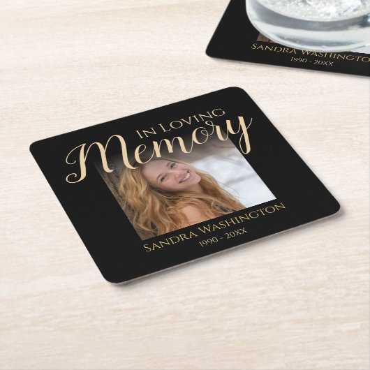 思い出モダンを愛して |フォトメモリアル スクエアペーパーコースター (アングル)